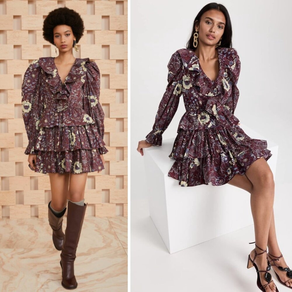 New Ulla Johnson Lola Mini Dress Heliotrope Floral
